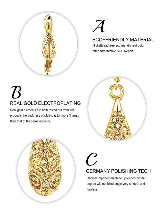 WSKFLY Golden Dangle Earrings for Women, 18K Gold Plated Waterdrop Cutout Drop Earrings (Gold) - Image 4